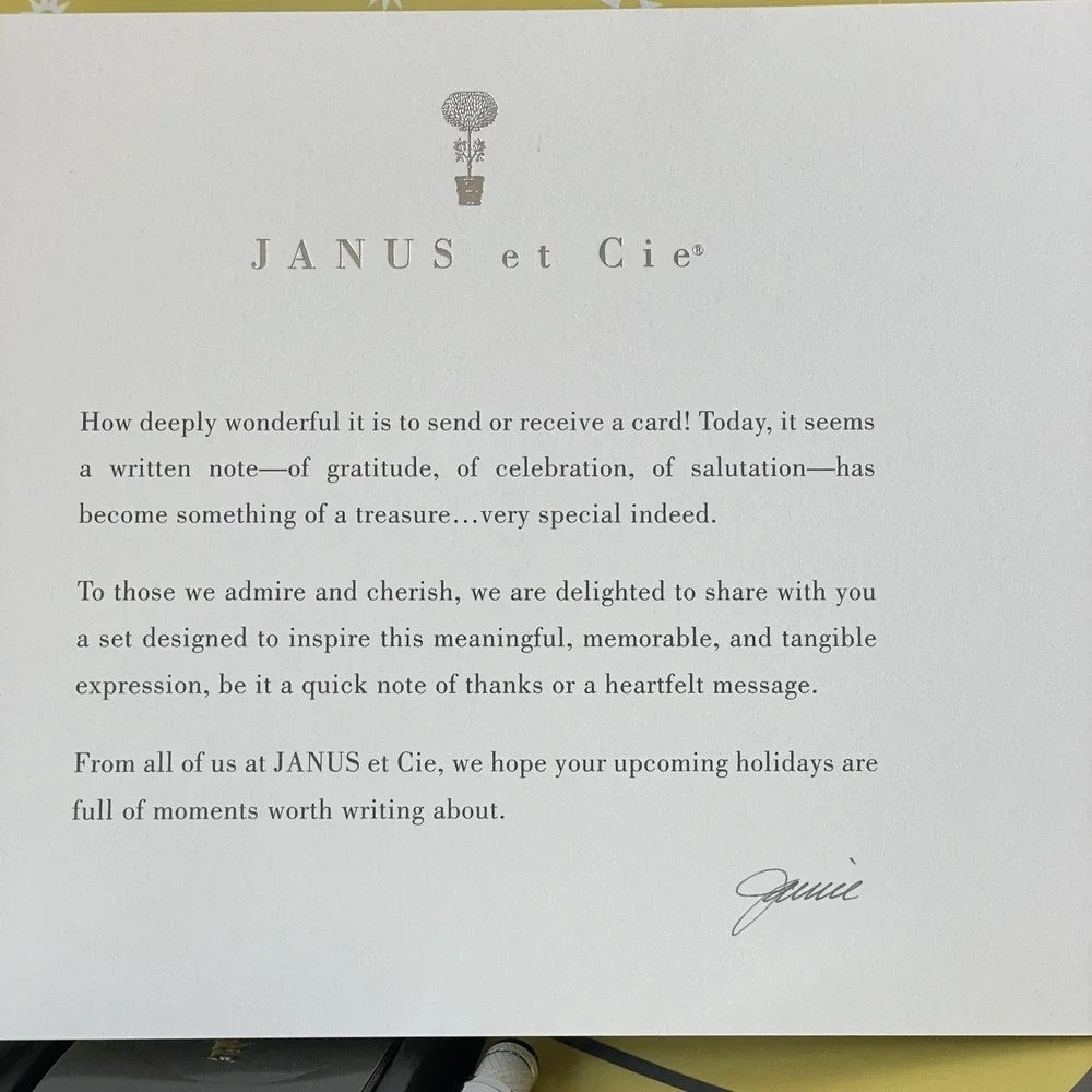 Janus et‎ Cie Stationary Gift Set 25 Cards Envelopes Pen Box Luxury
